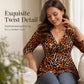 💥Női Plus Size Leopárdmintás V-nyakú Felső