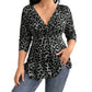 💥Női Plus Size Leopárdmintás V-nyakú Felső