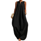 Női ujjatlan, V-nyakú, széles szárú jumpsuit zsebekkel