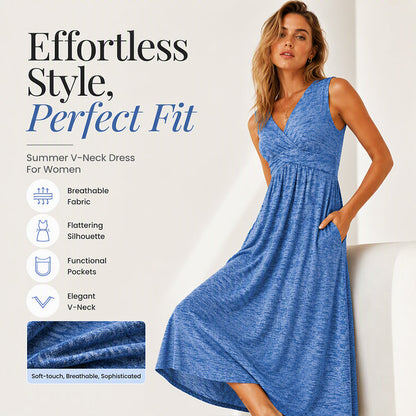 Női Plus Size Ujjatlan V-Nyakú Ruha