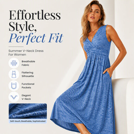 Női Plus Size Ujjatlan V-Nyakú Ruha