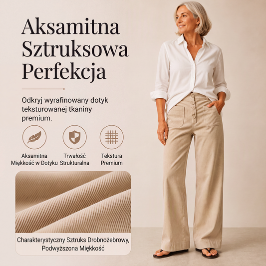 🤎✨ Kordbársony széles szárú nadrág finom csíkokkal, magas derékkal, elöl gombokkal, klasszikus szabás