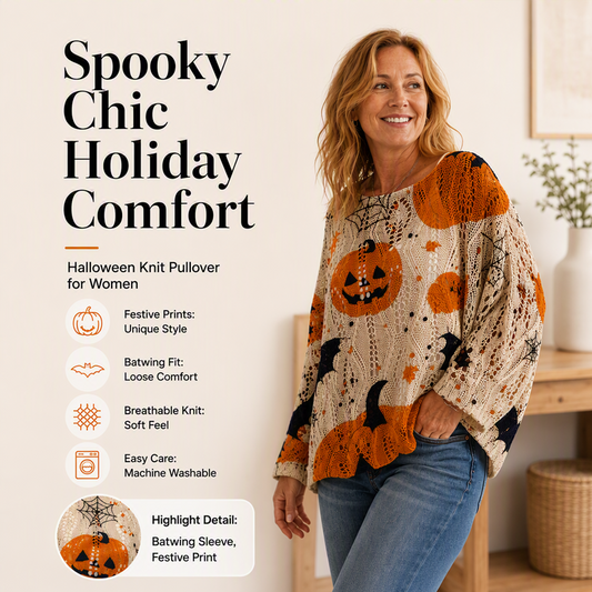 Női Halloween Tök Horgolt Kötött Felső