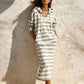 Női Casual Csíkos Kapucnis Ruha
