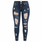 Női magas derekú szakadt skinny farmernadrág koptatott sztreccs denim nadrág