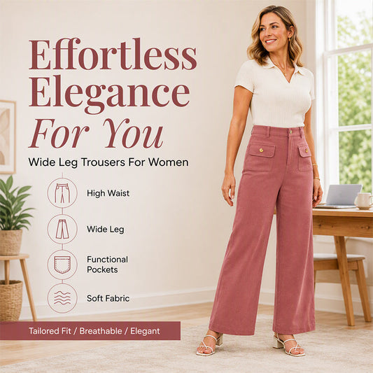 Női magas derekú, széles szárú nadrág