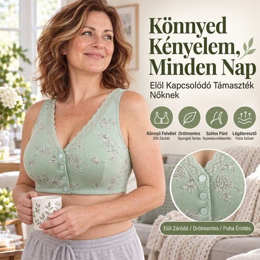 👙 Női nagy méretű virágmintás melltartó – Elülső gombbal, acél merevítés nélkül ✨