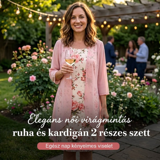 Női elegáns sifon ruha és kardigán 2 részes szett