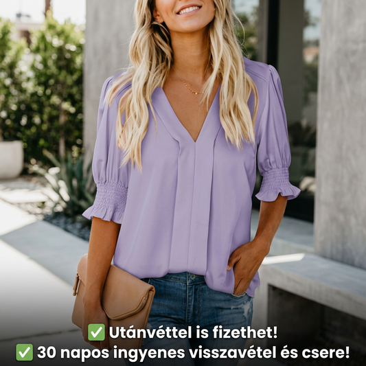💥Elegáns női blúz V-kivágással és redős ujjakkal